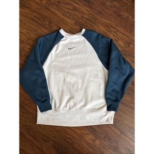 VTG Nike Women's DRI-FIT White/Teal Colorblock Training Crew Top Medium